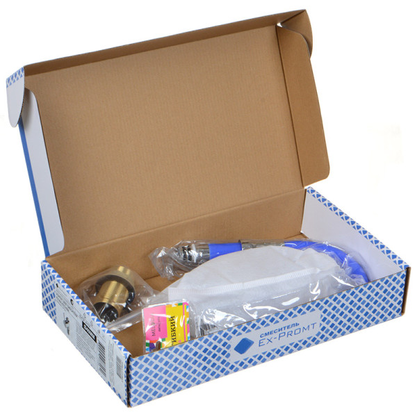 Смеситель для кухни Ex-promt Kitchen с гибким изливом, хром (Ex125.4-11 blue) Смеситель для кухни Ex-promt Kitchen с гибким изливом, хром (Ex125.4-11 blue)