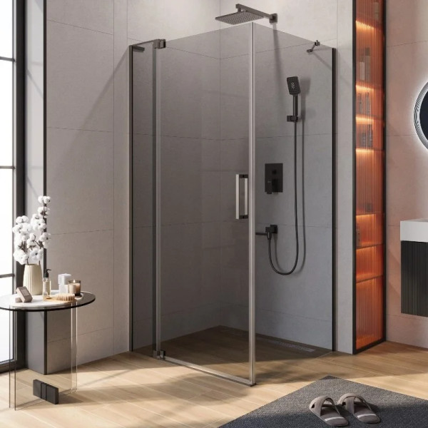 Душевой уголок Cezares Slider 100x90x195 стекло серый, профиль оружейная сталь (SLIDER-AH-1-90-100/110-GRIGIO-GM)