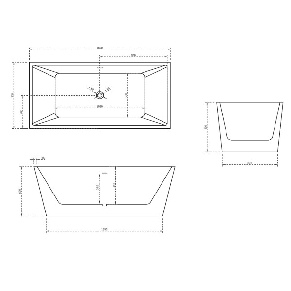 Ванна акриловая отдельностоящая Abber 160х80 белая (AB9224-1.6)