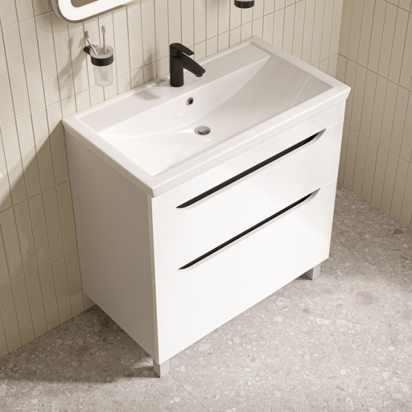 Тумба с умывальником напольная Iddis Ray 80 см белый подходит умыв. 4078000i28 (RAY80WFi95K)