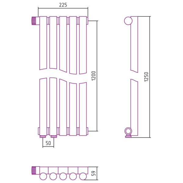 Дизайн-радиатор Сунержа Эстет-1 EU50 левый 1200*225 5 секций золотой (03-0310-1205) Дизайн-радиатор Сунержа Эстет-1 EU50 левый 1200*225 5 секций золотой (03-0310-1205)
