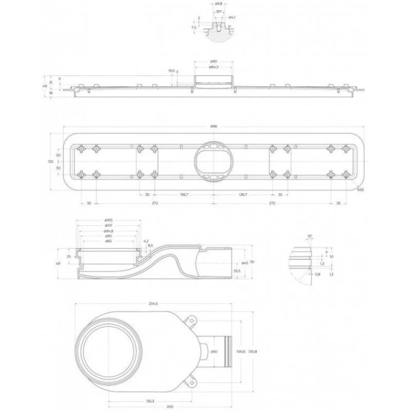 Душевой лоток BelBagno Luce 700 мм белый (BB-LD-Luce-70-BIANCO)