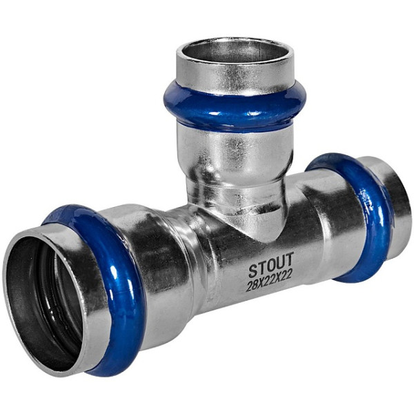 Тройник переходной 28х22х22 Stout SSS-2014 ВПр (нерж.ст., пресс) SSS-2014-282222 Тройник переходной 28х22х22 Stout SSS-2014 ВПр (нерж.ст., пресс) SSS-2014-282222
