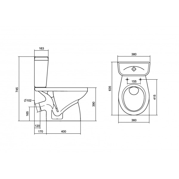 Унитаз-компакт Santek Анимо арматура эконом: 1-реж. с сиденьем полипропилен белый (1WH110032)