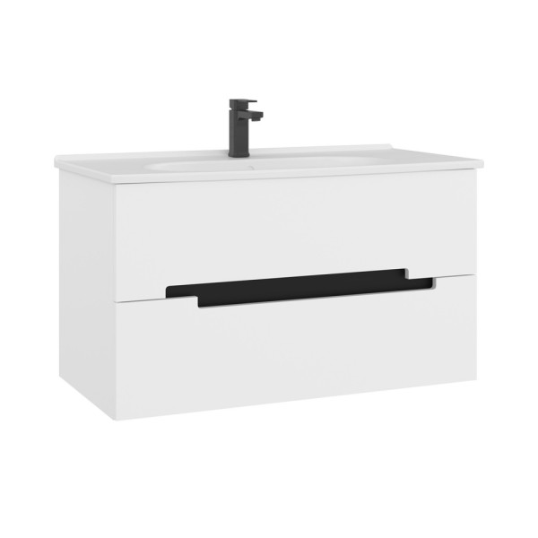 Тумба подвесная Orka Lodi 1000x500x570 с раковиной белый, черный (5005888) Тумба подвесная Orka Lodi 1000x500x570 с раковиной белый, черный (5005888)