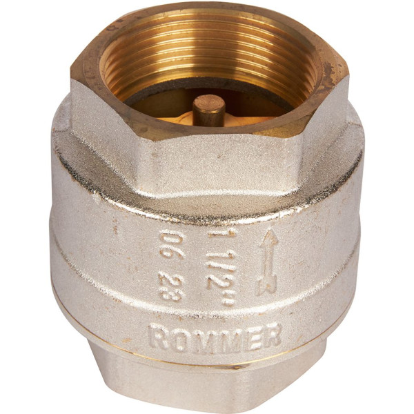 Клапан обратный вертикальный 1/2" Rommer с пластиковым седлом (никель) RVC-0002-000015