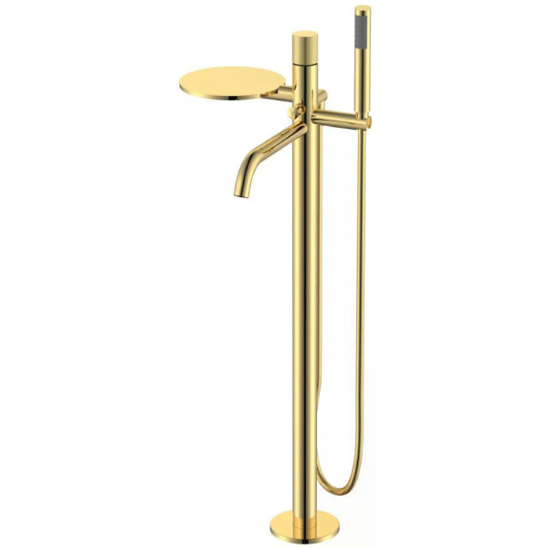 Смеситель напольный Boheme Stick золотой с душевым комплектом (129-GG.4)