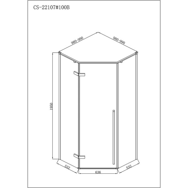 Душевой уголок Loranto Neo 100x100x195 стекло прозрачное, профиль черный, без поддона (CS-22107B-100)