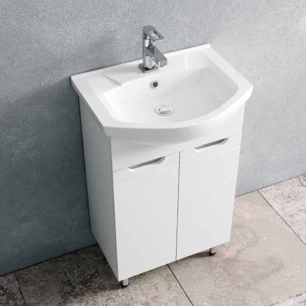 Тумба напольная Melodia Омега 55 (Элеганс 55) 2 двери белая (MFR80002WT)