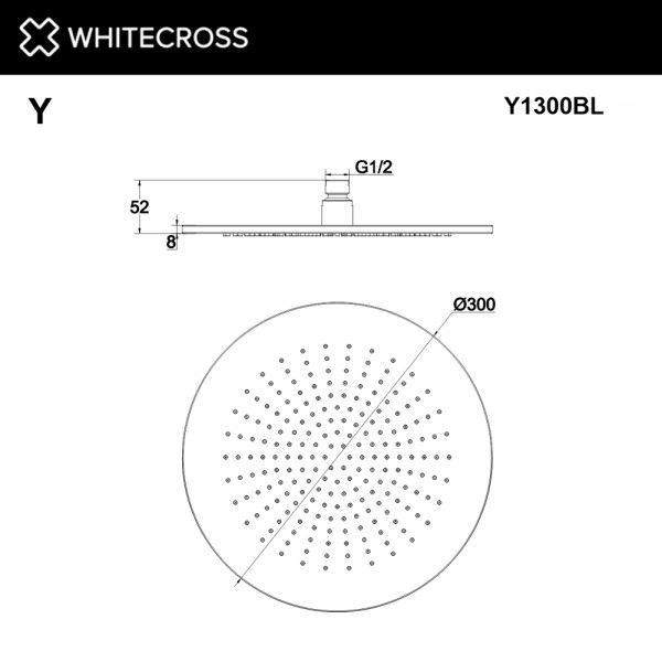 Верхний душ Whitecross D=30 см черный мат (Y1300BL)