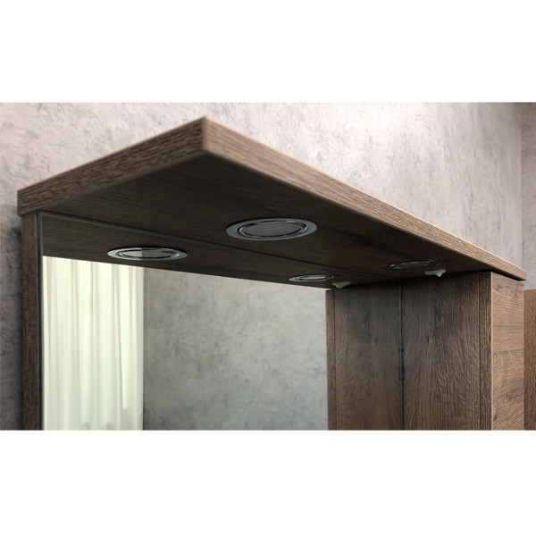 Шкаф зеркальный Comforty Марио 750x835x155 дуб темный (00-00001297)