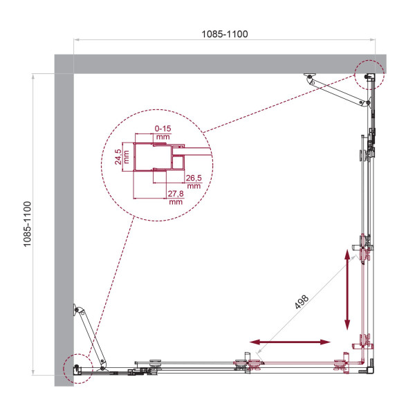 Душевой уголок BelBagno Luce 110x110x195 стекло прозрачное, профиль хром (LUCE-A-22-90+20-C-Cr)