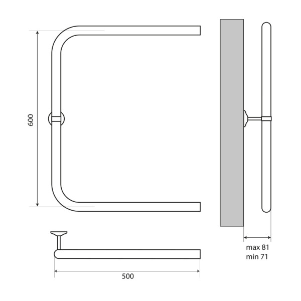 Полотенцесушитель водяной Melodia Moon 60х50 П-образный б/кронштейна (MTRMN36050) Полотенцесушитель водяной Melodia Moon 60х50 П-образный б/кронштейна (MTRMN36050)