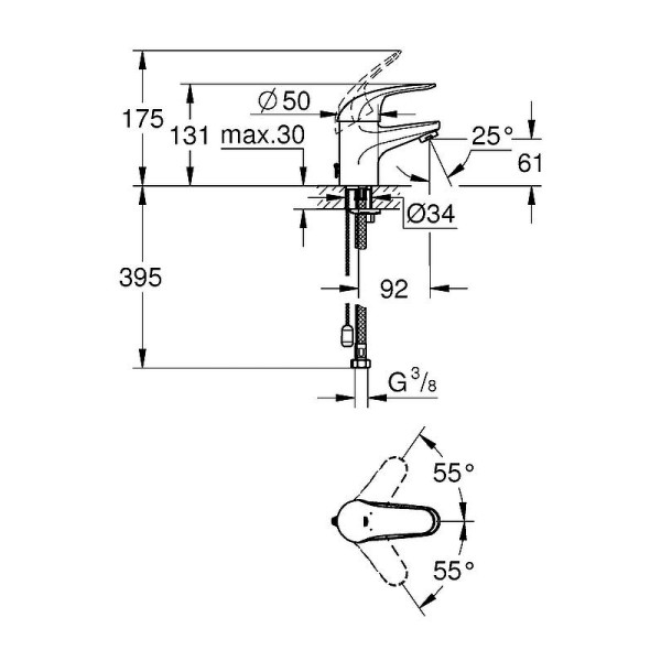 Смеситель для раковины Grohe Euroeco хром (32881000)