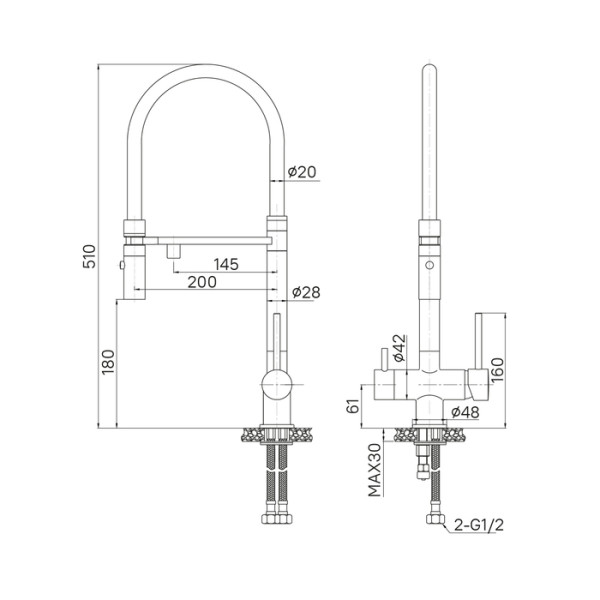 Смеситель для кухни Iddis Ace с фильтром и гибким изливом черный (ACEBLFFi05)