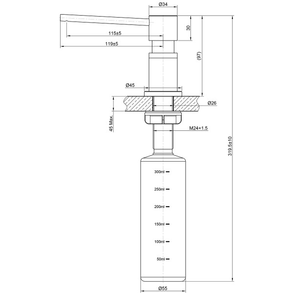 Дозатор для жидких моющих средств Lemark светлое золото (LM8203LGN)