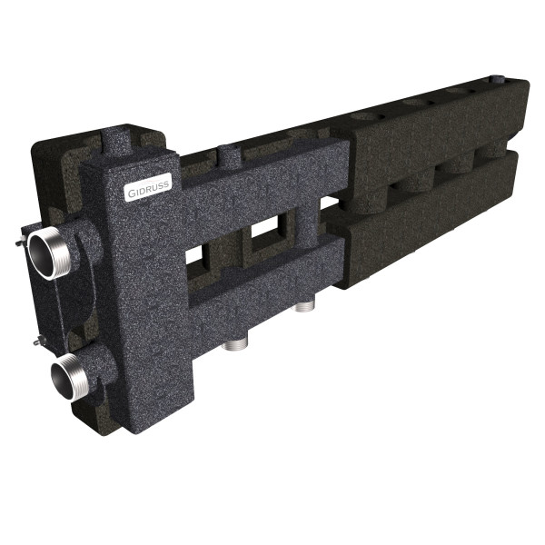Коллектор балансировочный Gidruss BM-80-4D.EPP (до 80 кВт, подкл. котла G 1 1/4", 3 контура G 1", боковой контур G 1 1/4", 4D-кронштейны K.UMS, EPP-те