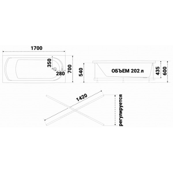 Ванна акриловая Triton Дюна 170x70 белая Ванна акриловая Triton Дюна 170x70 белая