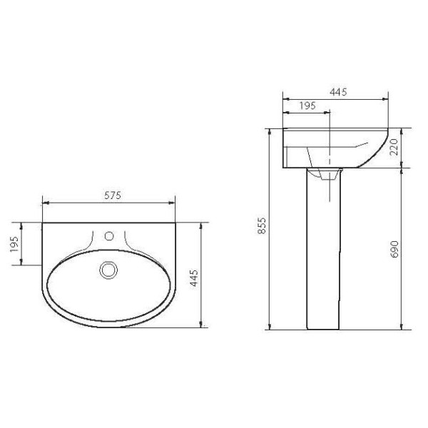 Раковина подвесная Sanita Самарский 575х445х220