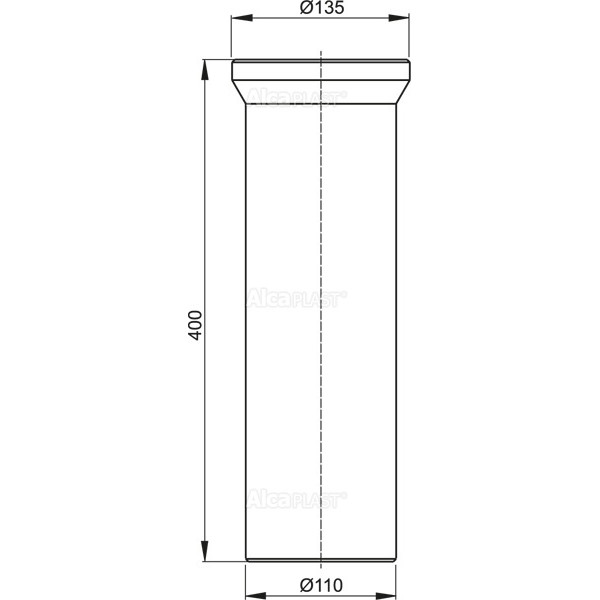 Отвод для унитаза прямой AlcaPlast 400 мм. белый (A91-400)