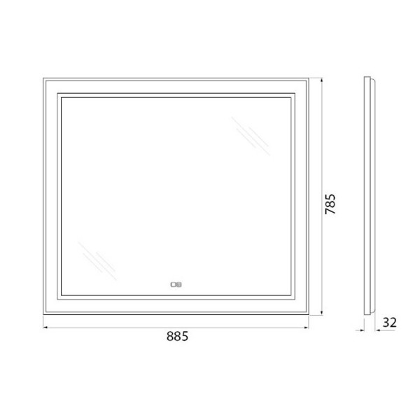 Зеркало с подсветкой BelBagno SPC-KRAFT 88,5x78,5 с подогревом (SPC-KRAFT-885-785-TCH-WARM)