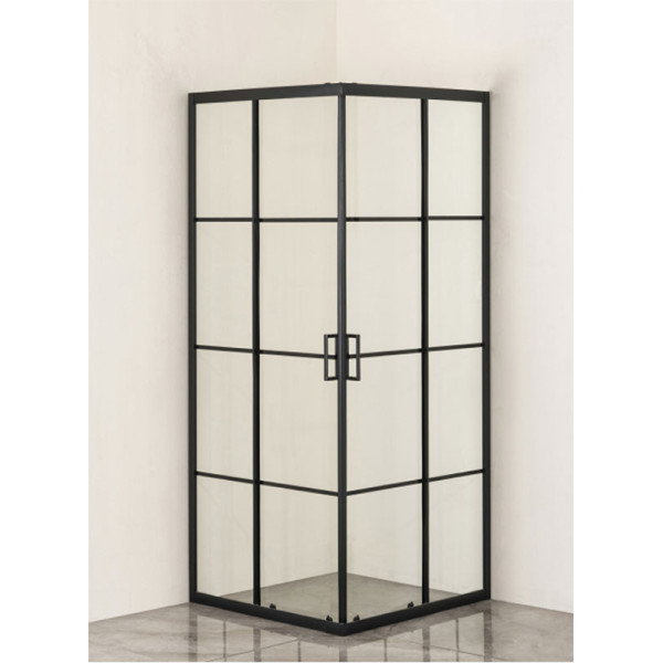 Душевой уголок Loranto 90x90x190 стекло прозрачное/лофт клетка, профиль черный матовый (CS-211F-90)