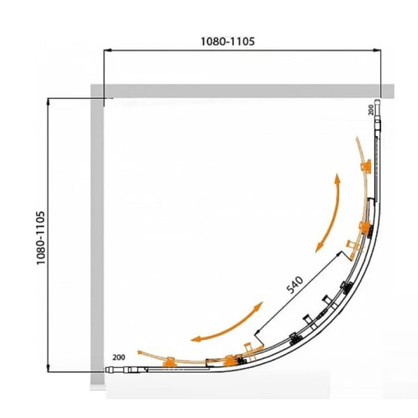 Душевой уголок Cezares Molveno 110x110x195 стекло матовое, профиль хром (MOLVENO-R-22-90+20-P-Cr)