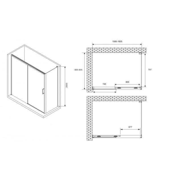 Душевой уголок Abber Komfort 90x90x200 стекло прозрачное, профиль черный (AG93160B-S92B)