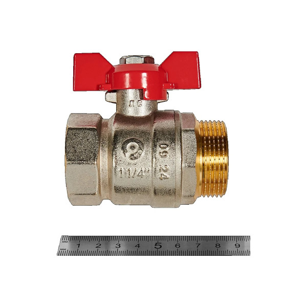 Кран 1 1/4" ВН шаровый Rommer (ГОСТ, красная бабочка) RBV-0004-2210232 Кран 1 1/4" ВН шаровый Rommer (ГОСТ, красная бабочка) RBV-0004-2210232