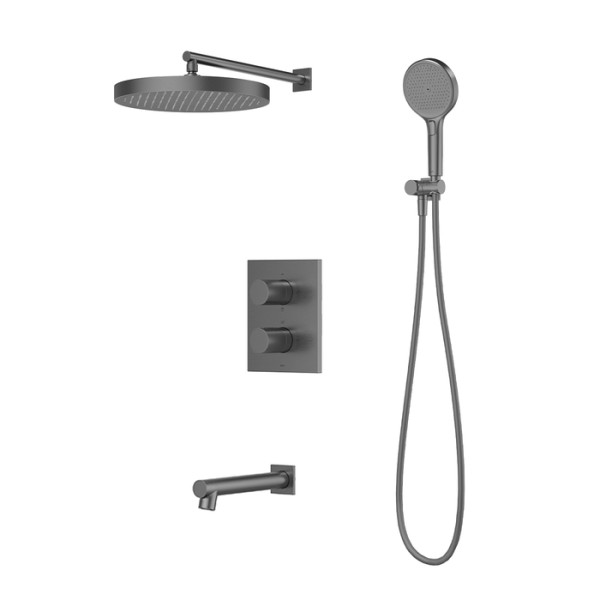 Душевая система Iddis Duna с тропическим ручным душем и изливом термостат графит матовый (DUNGMSTi68)