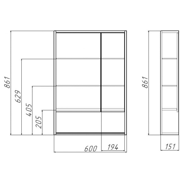 Шкаф зеркальный Домино Prime 60 (DP9005HZ) Шкаф зеркальный Домино Prime 60 (DP9005HZ)