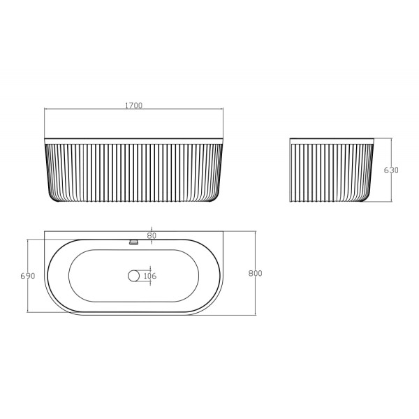 Ванна из искусственного камня Abber Leipzig 170x80 белая матовая (AM9916)