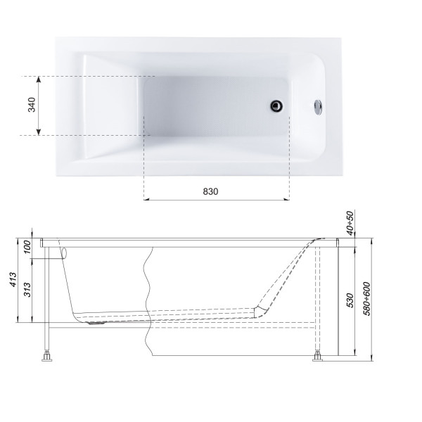 Ванна акриловая Aquanet Bright 145х70 без гидромассажа Ванна акриловая Aquanet Bright 145х70 без гидромассажа