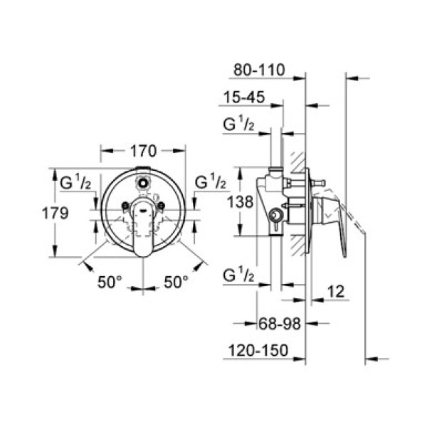 Смеситель для ванны и душа Grohe Eurosmart Cosmopolitan (32879000)