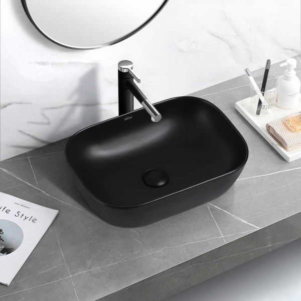 Раковина накладная ABBER Rechteck 46x32,5 черная (AC2200MB)