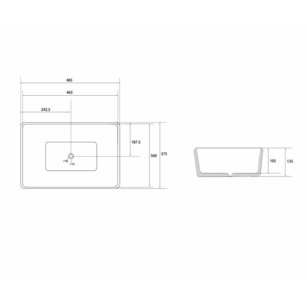 Раковина накладная ABBER Rechteck 48,5x37,5 белая (AC2212) Раковина накладная ABBER Rechteck 48,5x37,5 белая (AC2212)