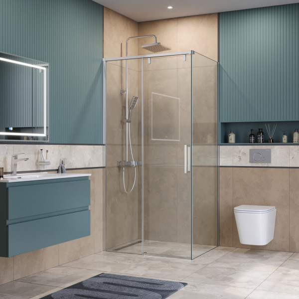 Душевой уголок BelBagno Soft Close-1 100x90x200 стекло прозрачное, профиль хром глянцевый (SOFT_CLOSE-1-AH-1-100/90-C-Cr) Душевой уголок BelBagno Soft Close-1 100x90x200 стекло прозрачное, профиль хром глянцевый (SOFT_CLOSE-1-AH-1-100/90-C-Cr)