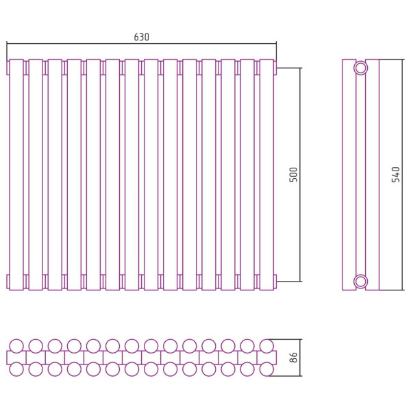 Дизайн-радиатор Сунержа Эстет-11 500*630 14 секций хром (00-0302-5014)