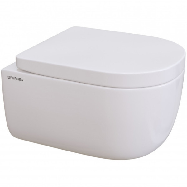 Унитаз подвесной Berges Ego Rimless 49 см сиденье дюропласт Toma SO: микролифт (082122)