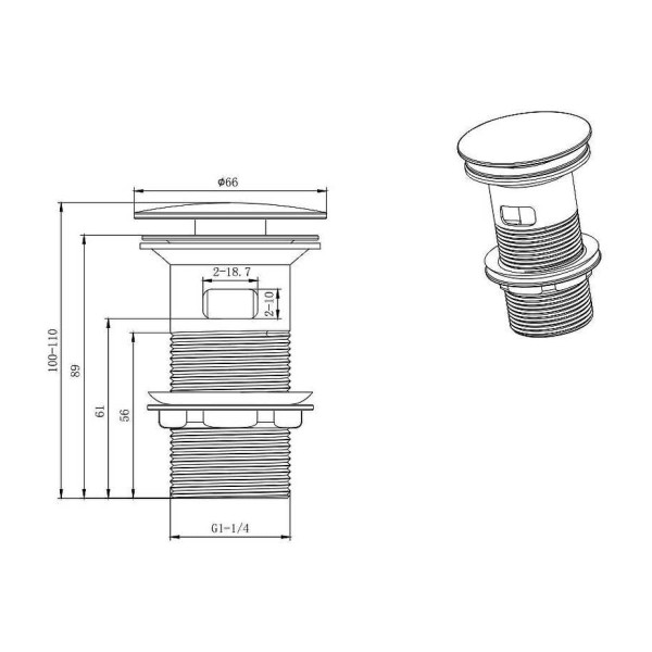 Донный клапан Aquatek хром (AQ6001CR)