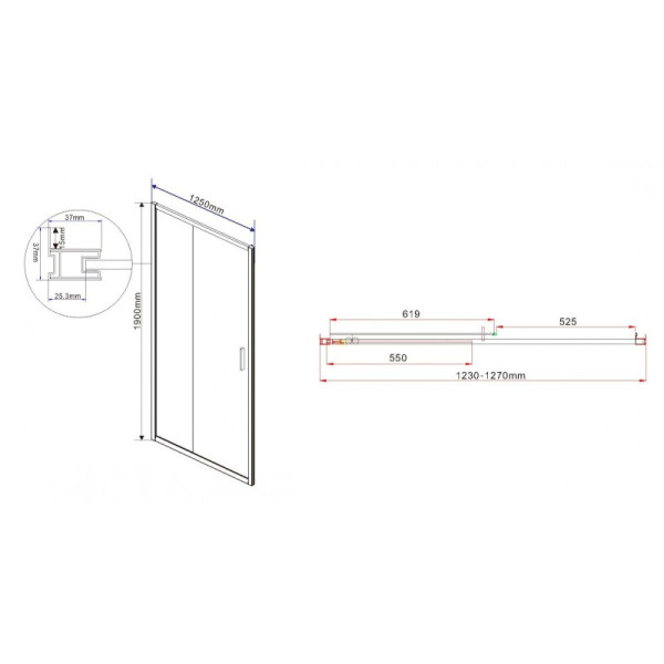 Душевая дверь Vincea Garda VDS-1G 1250х1900 стекло шиншилла, профиль хром (VDS-1G125CH)