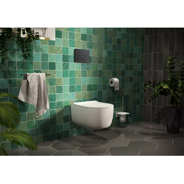 Комплект инсталляция с унитазом Berges Novum525 c с кнопкой L5 Soft Touch черная, унитаз FLOE, сиденье FLOE Slim SO (043279)