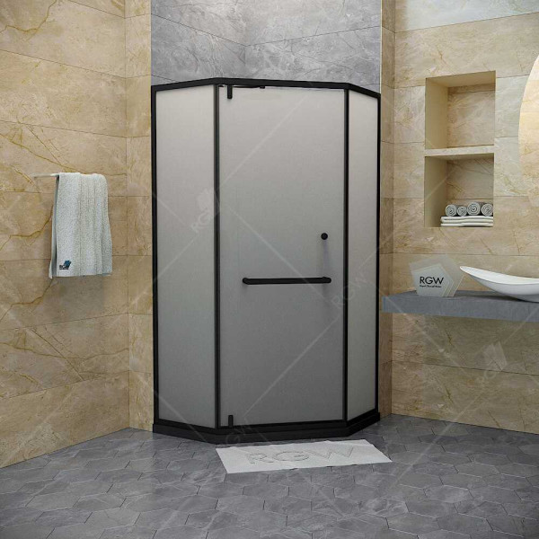 Душевой уголок RGW HO-084-B 100*100 стекло сатинат, профиль черный 350608400-24