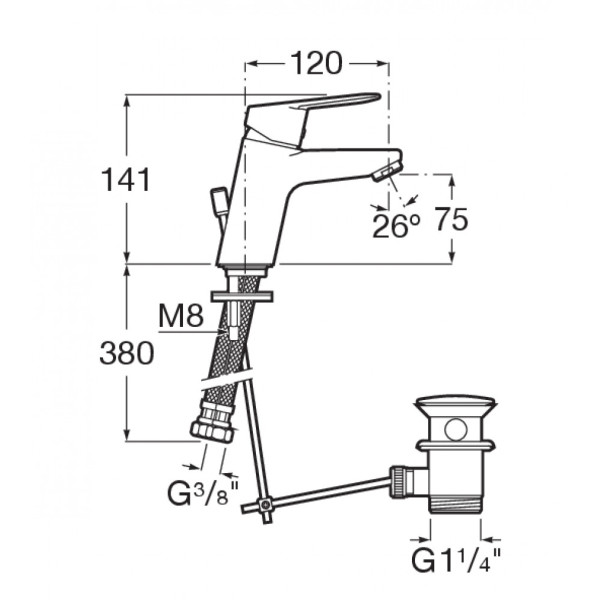 Смеситель для раковины Roca Alfa хром (7.5A3P.2.5C0.M) Смеситель для раковины Roca Alfa хром (7.5A3P.2.5C0.M)
