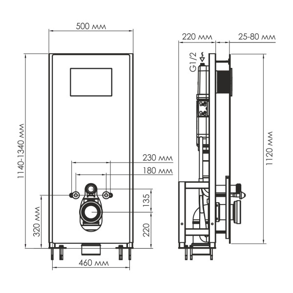 Инсталляция для унитаза WasserKRAFT Glan с клавишей смыва никель (66TLT.010.ME.BL.BN02)