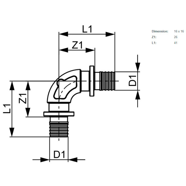 Уголок соединительный, закругленный 90° TECEflex 50х50 мм. (бронза) (707350)