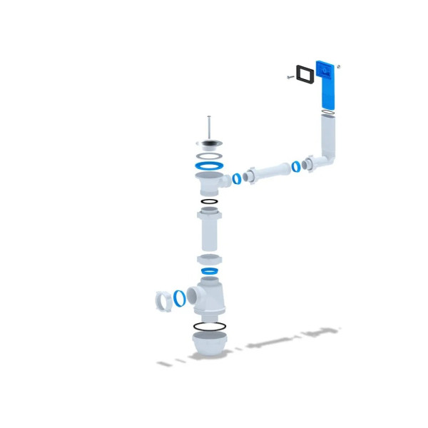 Сифон 40 мм. бутылочный АНИ "Грот" с выпуском 1 1/2"*70 мм., с жестким прямоугольным переливом АНИ пласт (A0140)