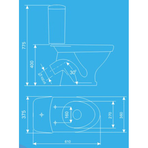 Унитаз-компакт Santeri Вест 626х370х780 (1.P201.8.S00.00B.F)