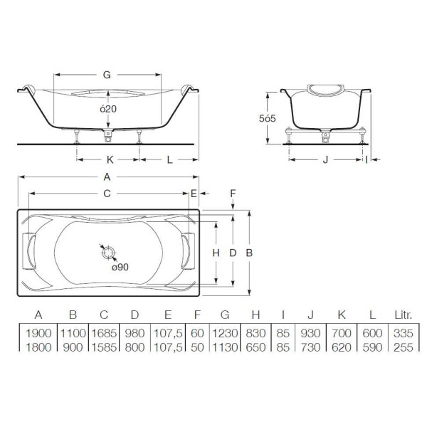 Ванна чугунная Roca Banaseo для людей с ограниченными возможностями здоровья (213000001) Ванна чугунная Roca Banaseo для людей с ограниченными возможностями здоровья (213000001)