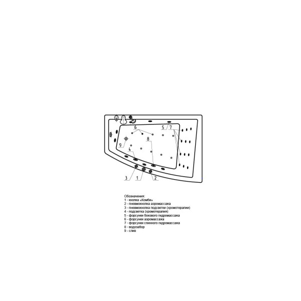 Ванна гидромассажная Акватек Оракул 180х125 НМ (пневматика) левая Ванна гидромассажная Акватек Оракул 180х125 НМ (пневматика) левая